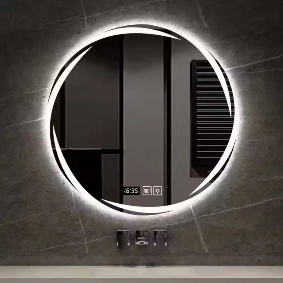 LED Glass Mirror with Clock for Bedroom - Image 2