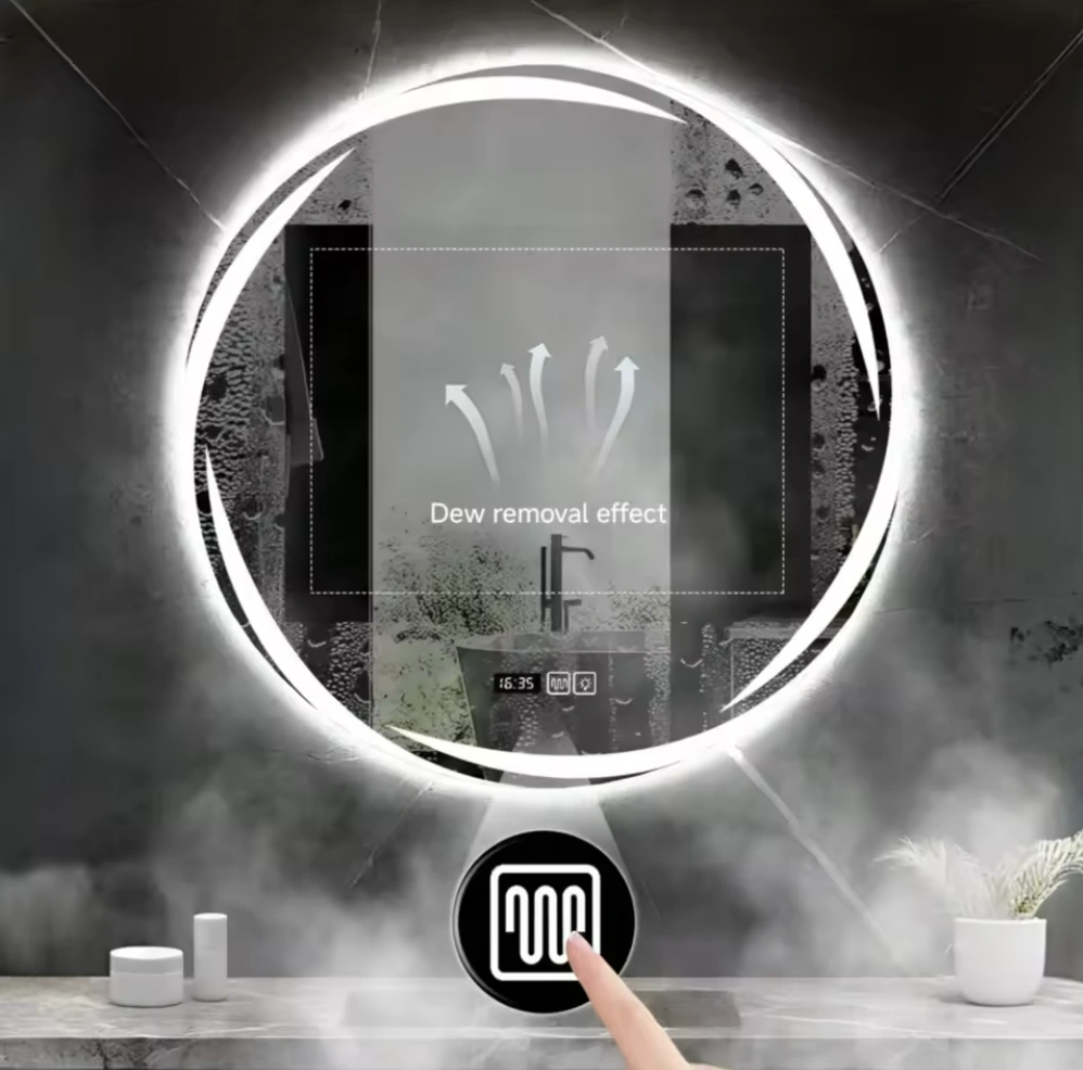 LED Glass Mirror with Clock for Bedroom - Image 4