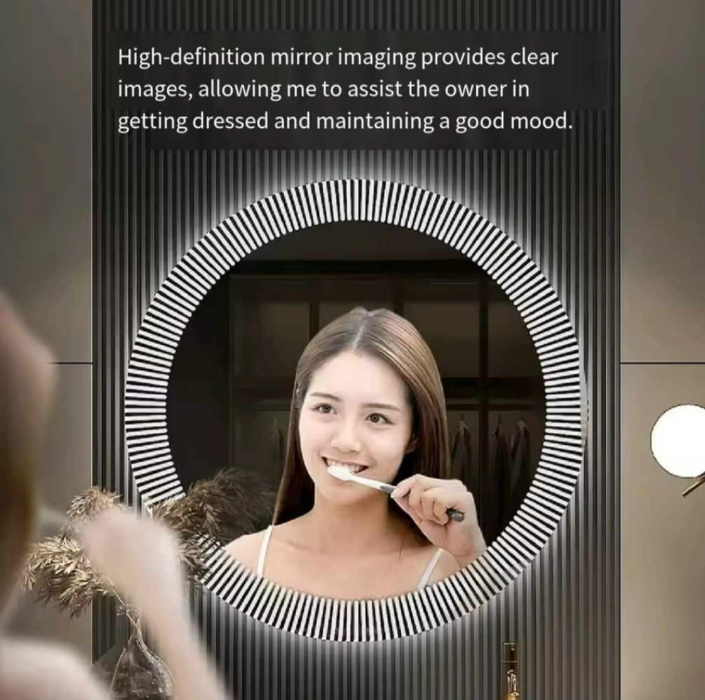 LED Glass Wall Mirror Striped Trim Luxury Framed - Image 3